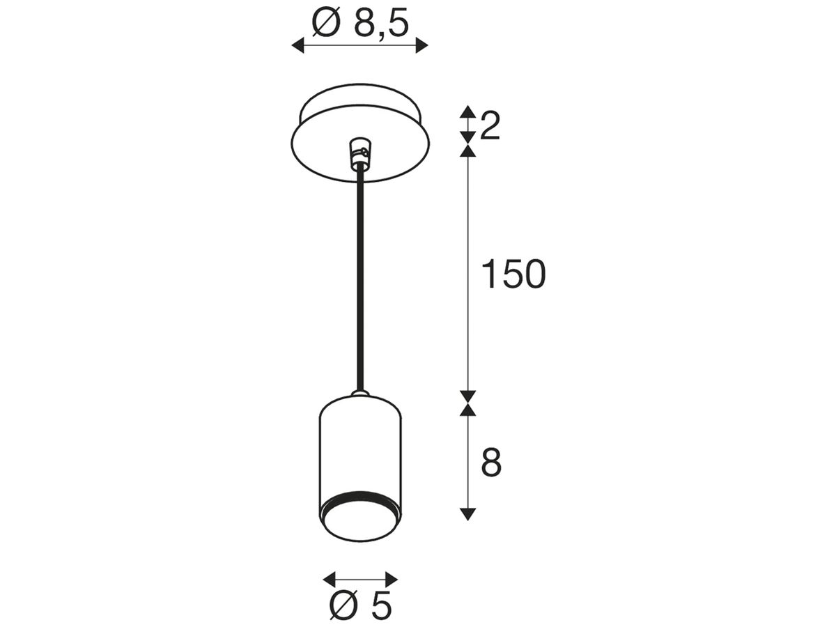Pendelleuchte SLV LALU E27 1×0…10W Ø50mm schwarz