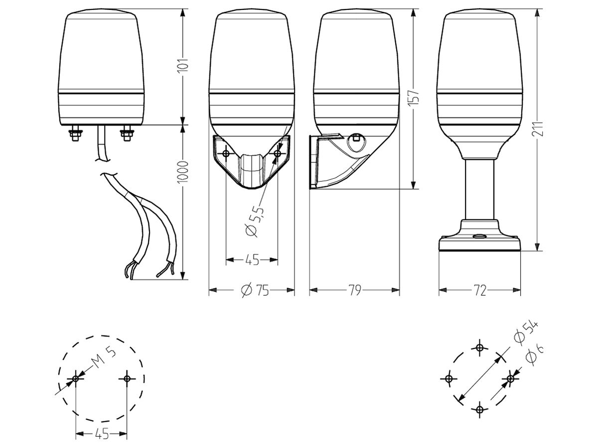 LED-Blinkleuchte Auer Signal PCH.024.32AK 24VUC, orange