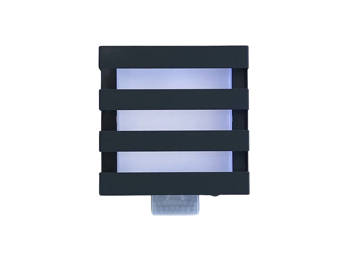 LED-Wandleuchte Z-Licht Cube L PIR 5.5W 500lm 3000K IP65 120×136mm anthrazit