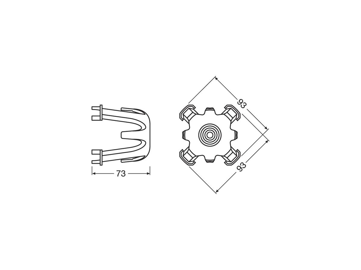 Distanzhalter LEDVANCE für Einbauspot EB-Ø68mm, PA 93×93×73mm grau