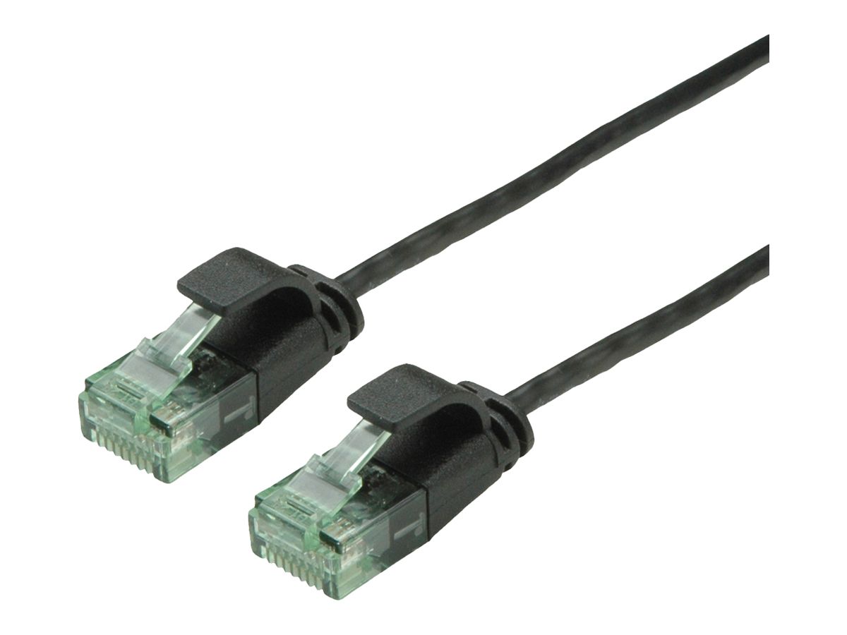 Patchkabel RJ45 ROLINE RM DataCenter slim Kat.6A U/UTP AWG32 TPE schwarz 3m