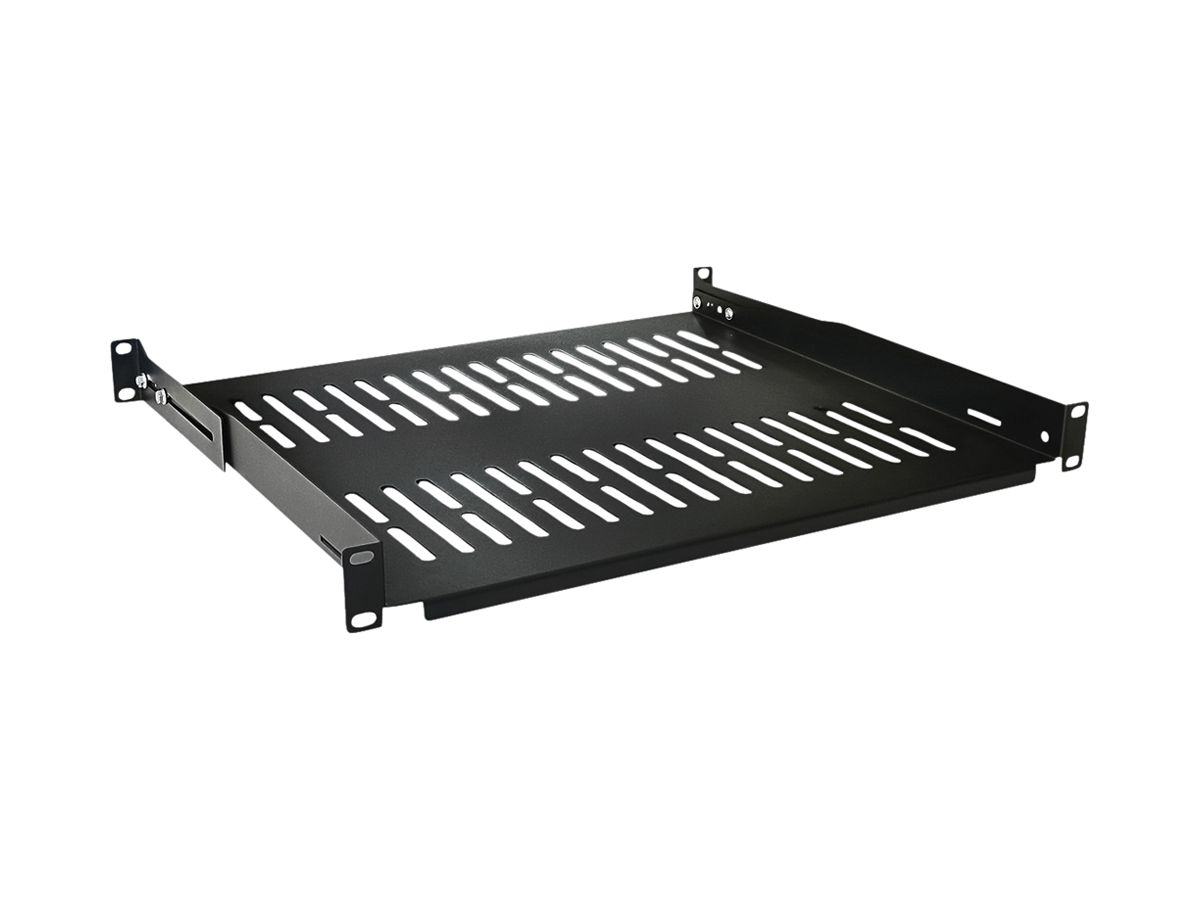 Geräteträger 19" VALUE 1HE 440×400mm T=402…510mm max. 25kg Stahl schwarz