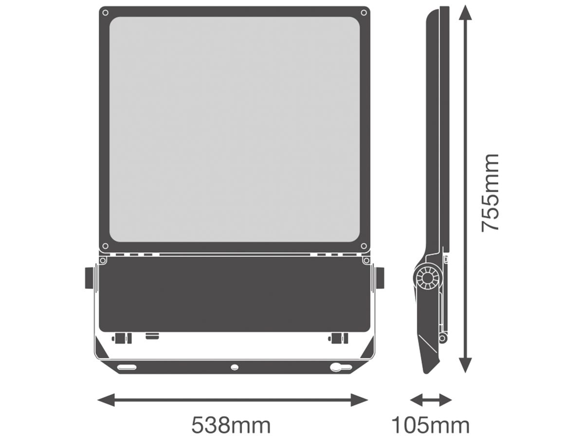 LED-Strahler LEDVANCE FLOODLIGHT 450W 65000lm 830 IP66 55×120° DALI 755×538mm
