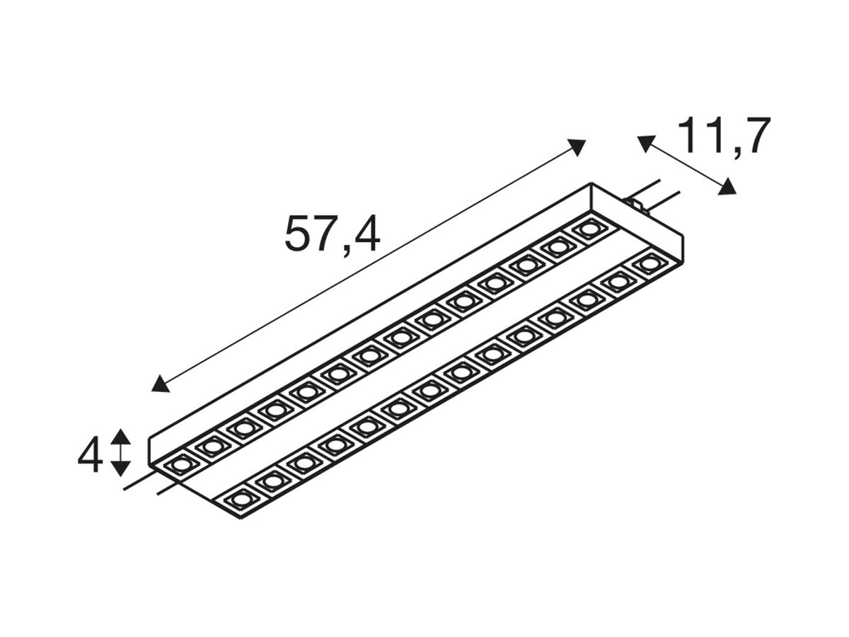 LED-Spot SLV SIGHT EVO 25W 3350lm 4000K WB DALI AD3PH 574×117×40mm ws/sz
