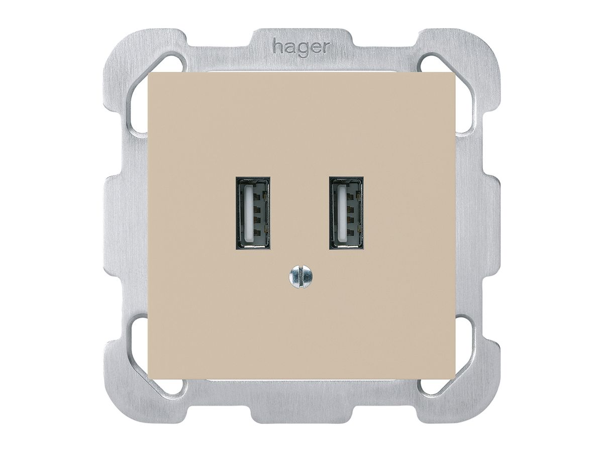 UP-USB-Ladesteckdose Hager kallysto B 240V 2400mA beige