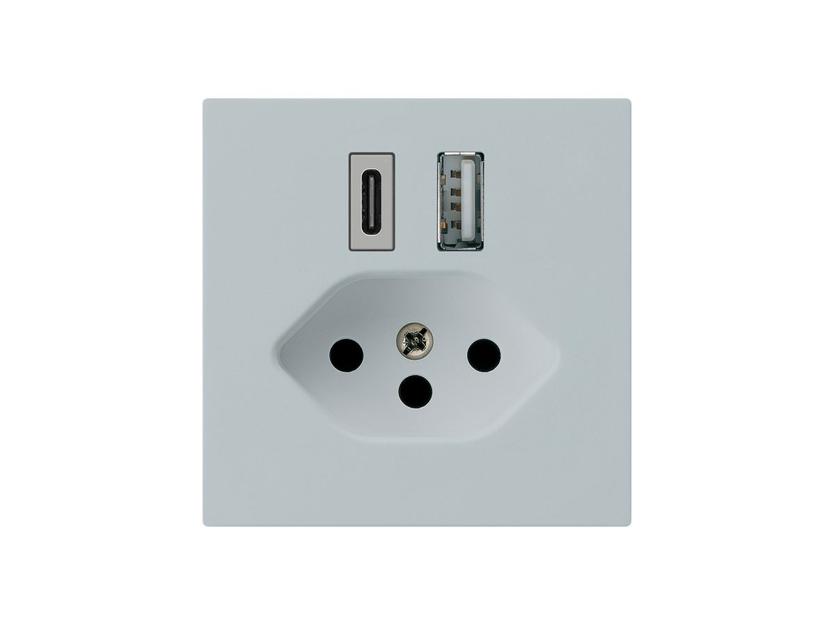 USB-Ladesteckdose kallysto 18W PD 1×Typ A 1×Typ C T13 hellgrau