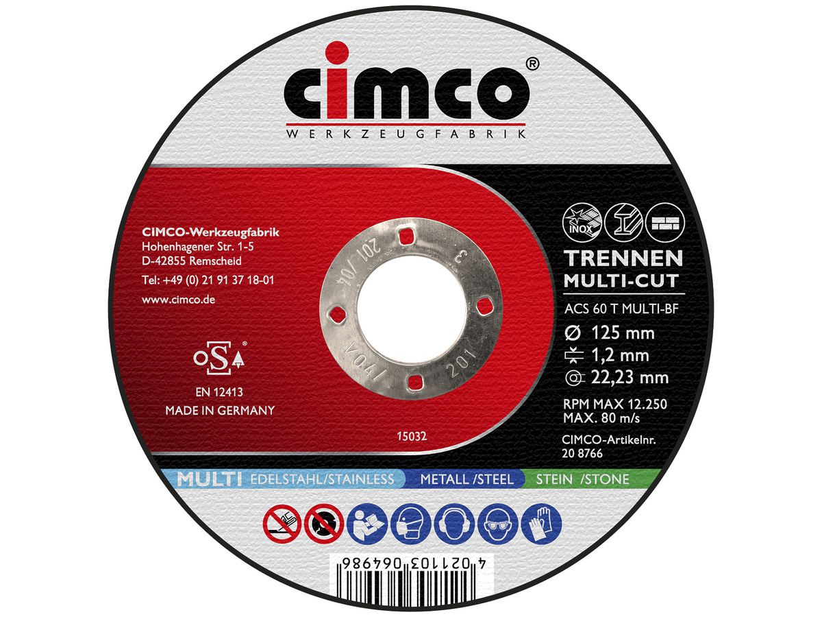 Trennscheibe CIMCO MULTI-CUT Ø125mm Stärke 1.2mm