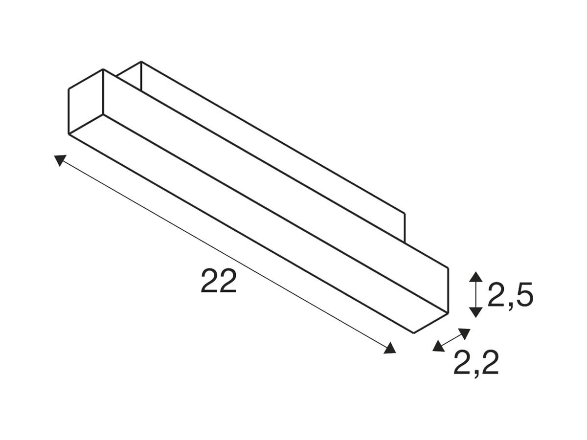 LED-Spot SLV IN-LINE 22 48V TRACK 7.3W 540lm 927 95° DALI 220×22mm schwarz