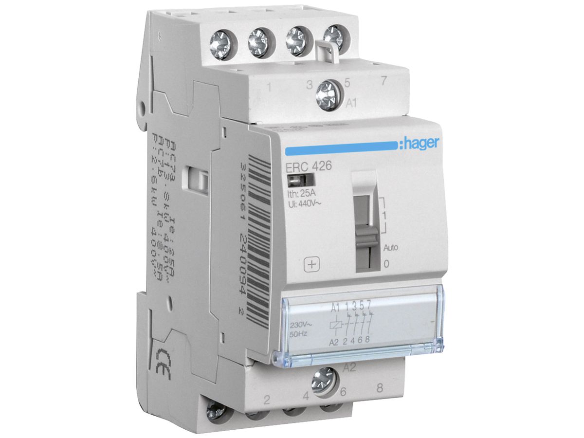 REG-Schütz Hager 230VAC 4 Öffner 25A 2TE