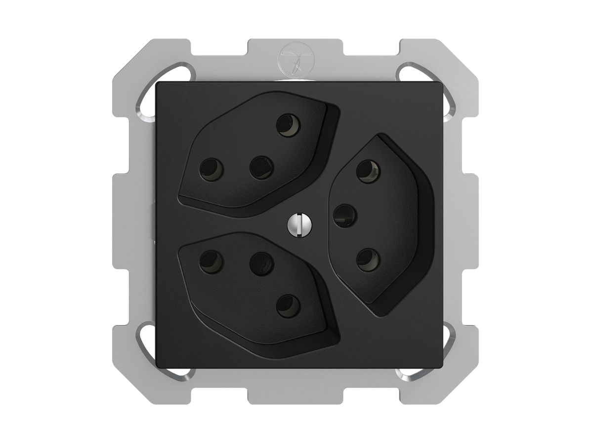 UP-Steckdose EDIZIOdue 3×T13 schwarz