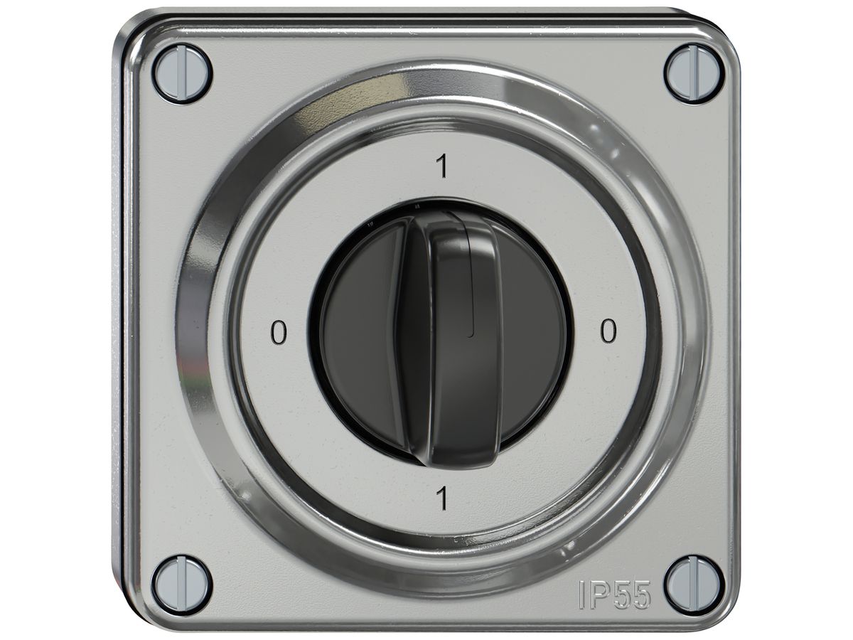 UP-Drehschalter ELEMENT SNAPFIX® 1-polig 16A 400V 0-1-0-1 alu