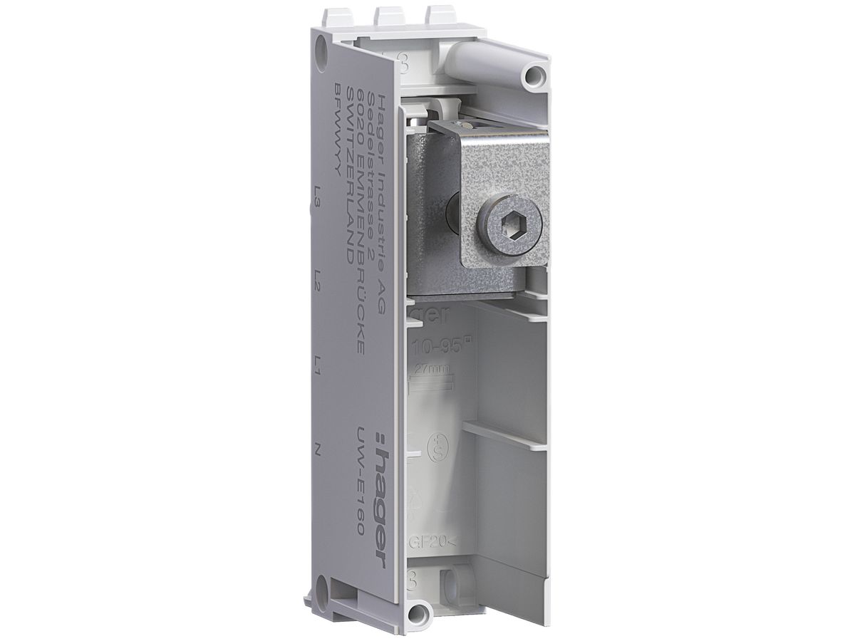 Einspeisemodul Hager uniway 160A, L3, ohne Abdeckhaube, Breite 27mm