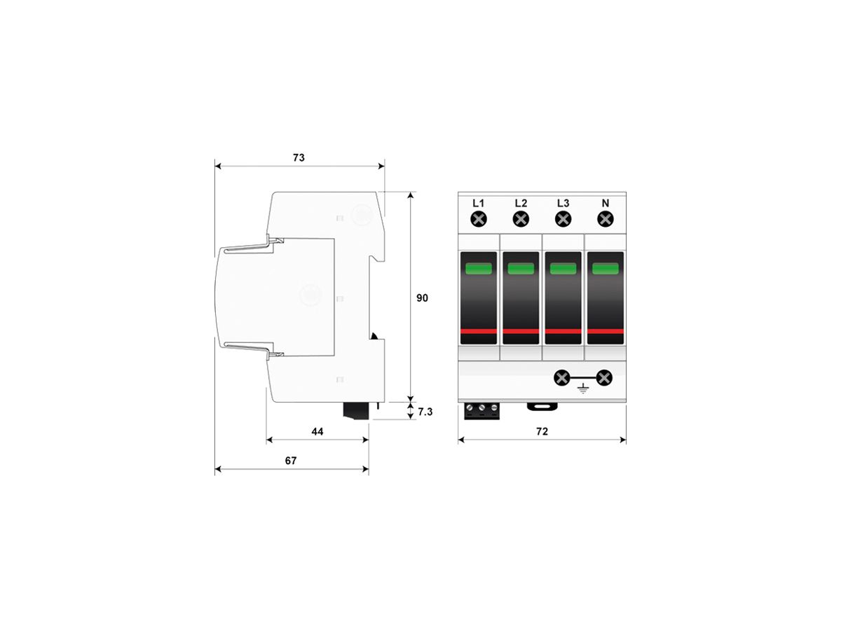 Überspannungsableiter  Citel DAC50VGS-40-275, Typ 2+3, 4-polig