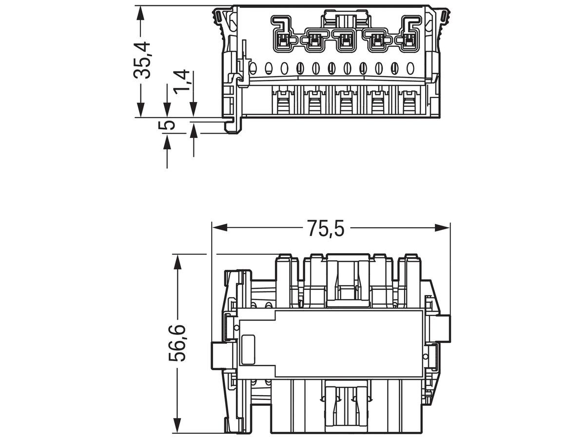 Steckverbinder T Linect WAGO 5L, weiss