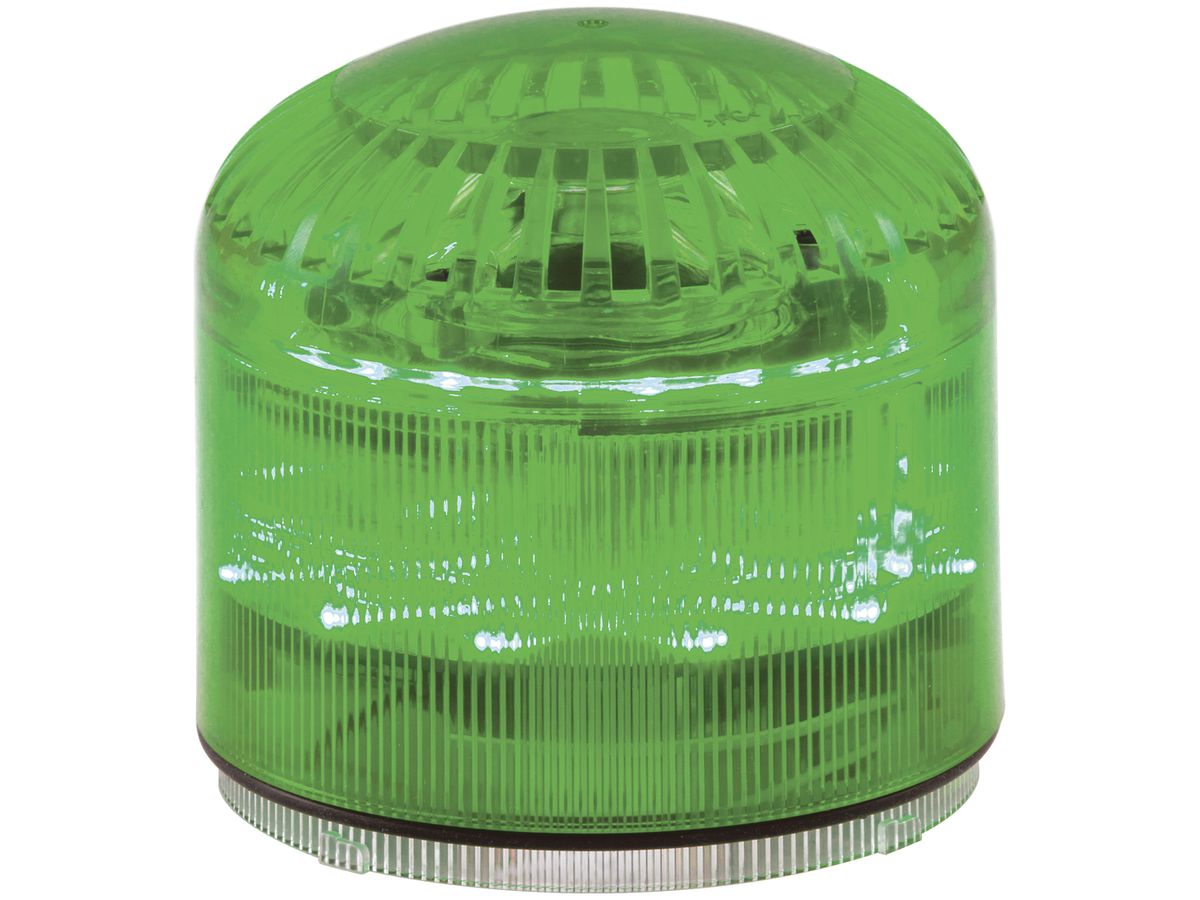 Sirene Hugentobler SIR-E LED M mit Licht, grün, ohne Sockel, IP65, Ø92×87.5mm