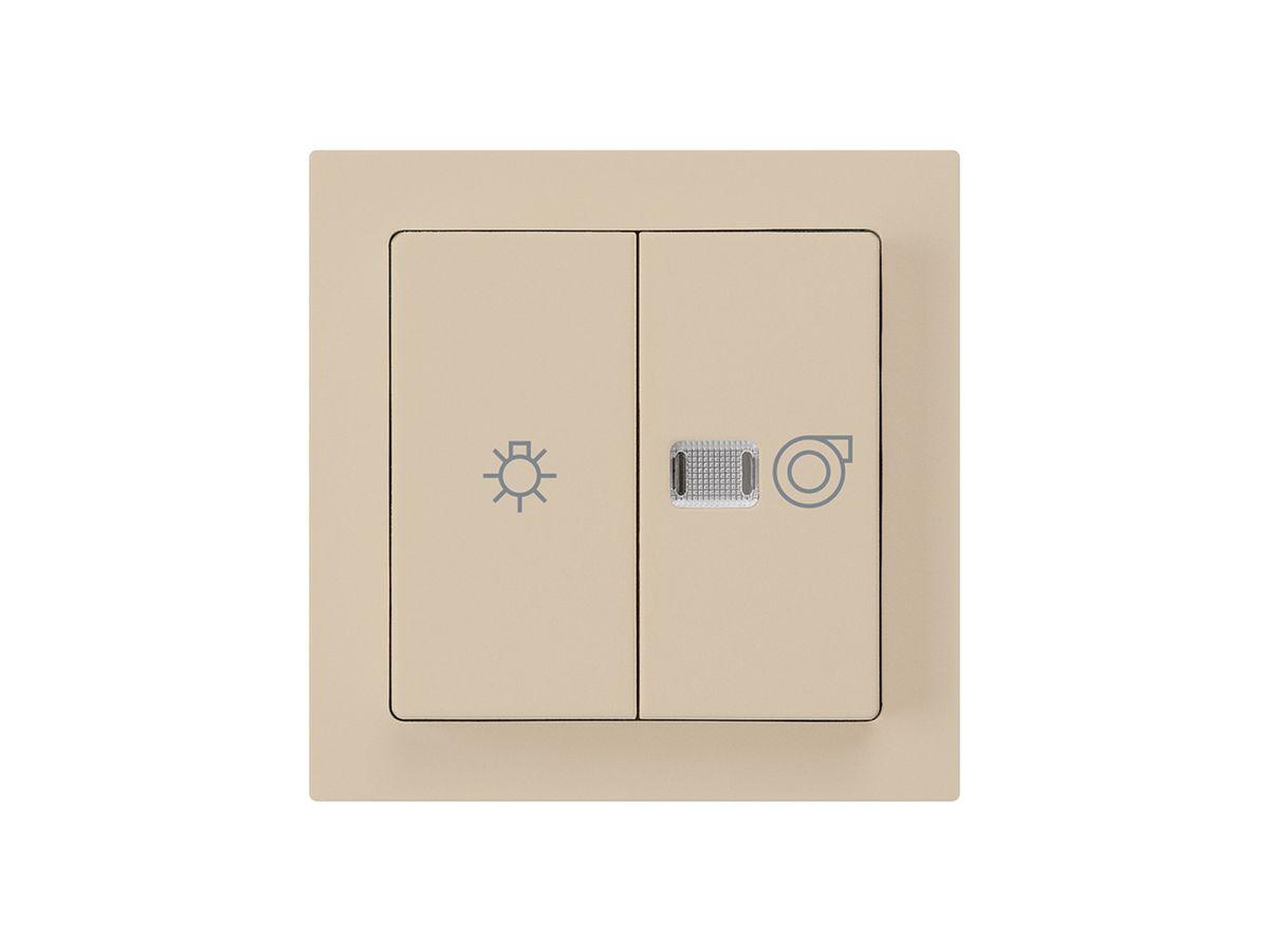 Leuchtdruckschalter kallysto 1/1L beige mit Symbol Licht+Ventilation