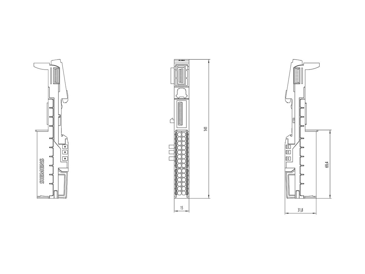 SPS-Basiseinheit Siemens SIMATIC ET200SP A1 BU15-P16+A0+12D/T, Push-In