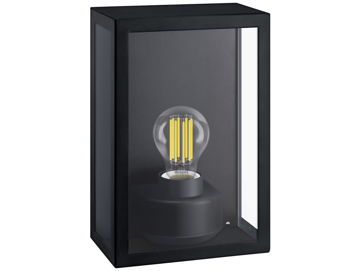 Wandleuchte Philips Alzor E27 1×25W IP44 260×170×100mm schwarz