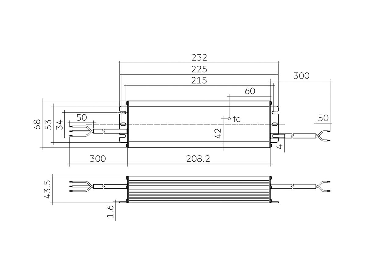 LED-Konverter Tridonic LC 200 24V IP67 L EXC UNV, 200W, 24VDC, 232×68×44mm