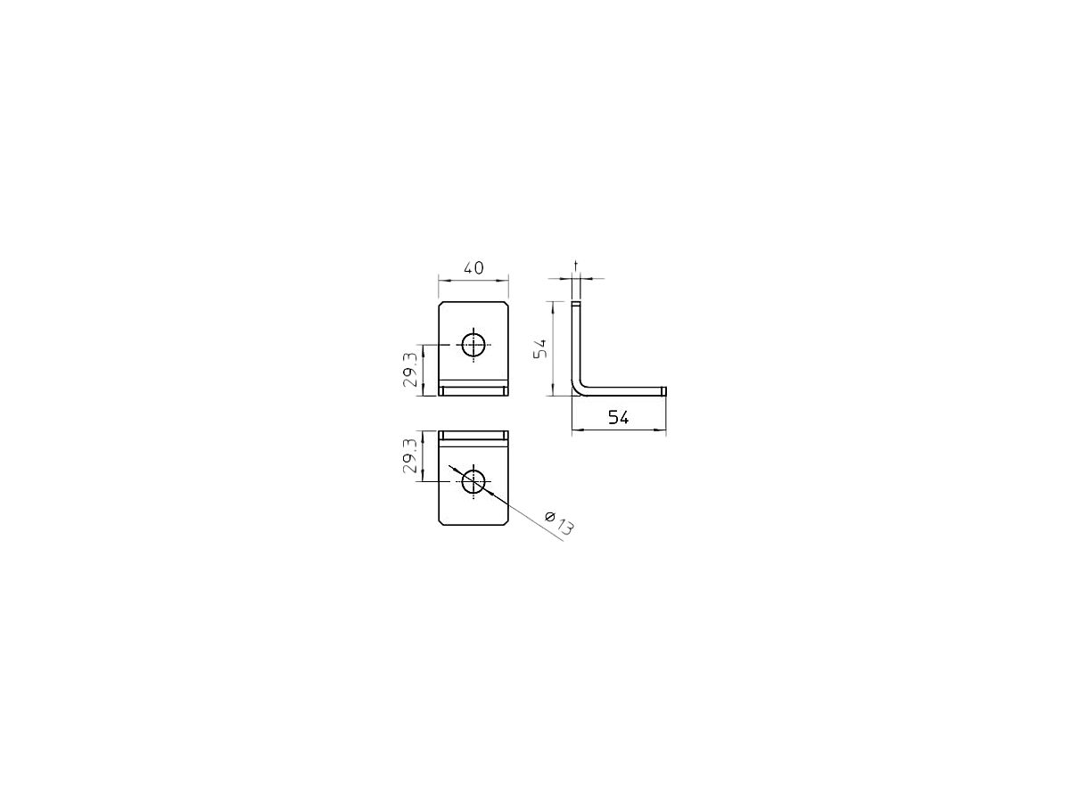 Verbindungsplatte 90° Bettermann 54×54×40×5mm tauchfeuerverz.