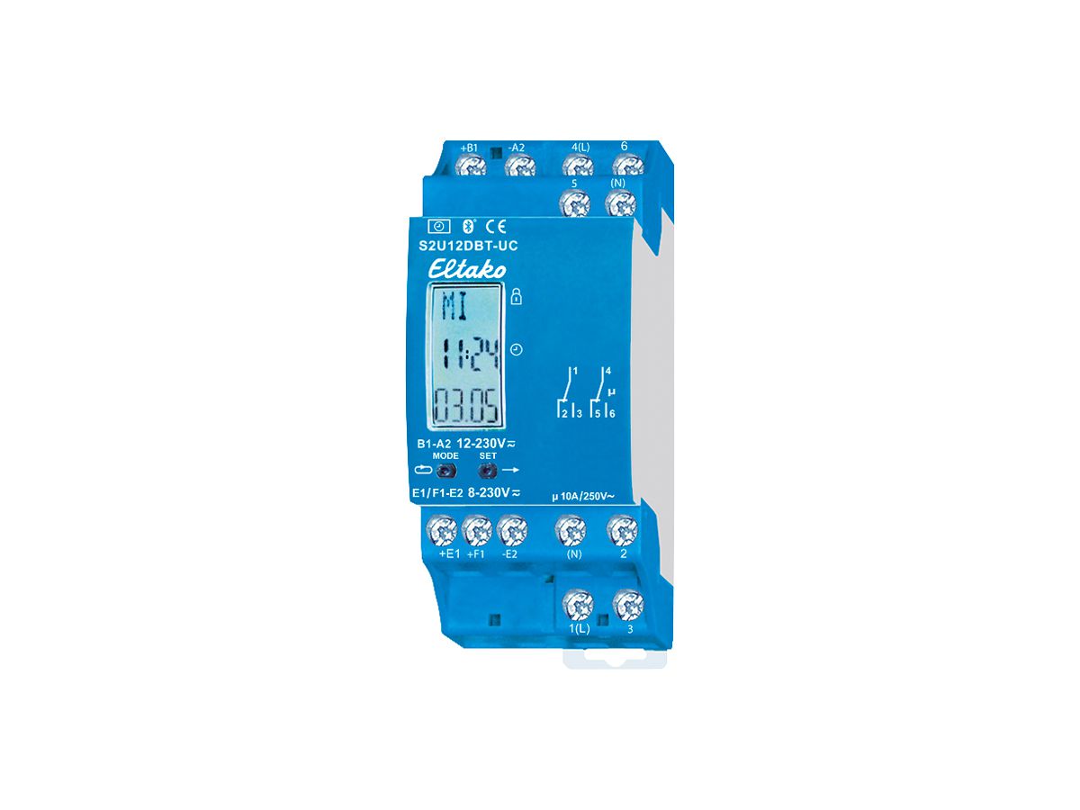 REG-Schaltuhr digital Eltako S2U12DBT-UC 12…230V 2W 10A/250V Bluetooth