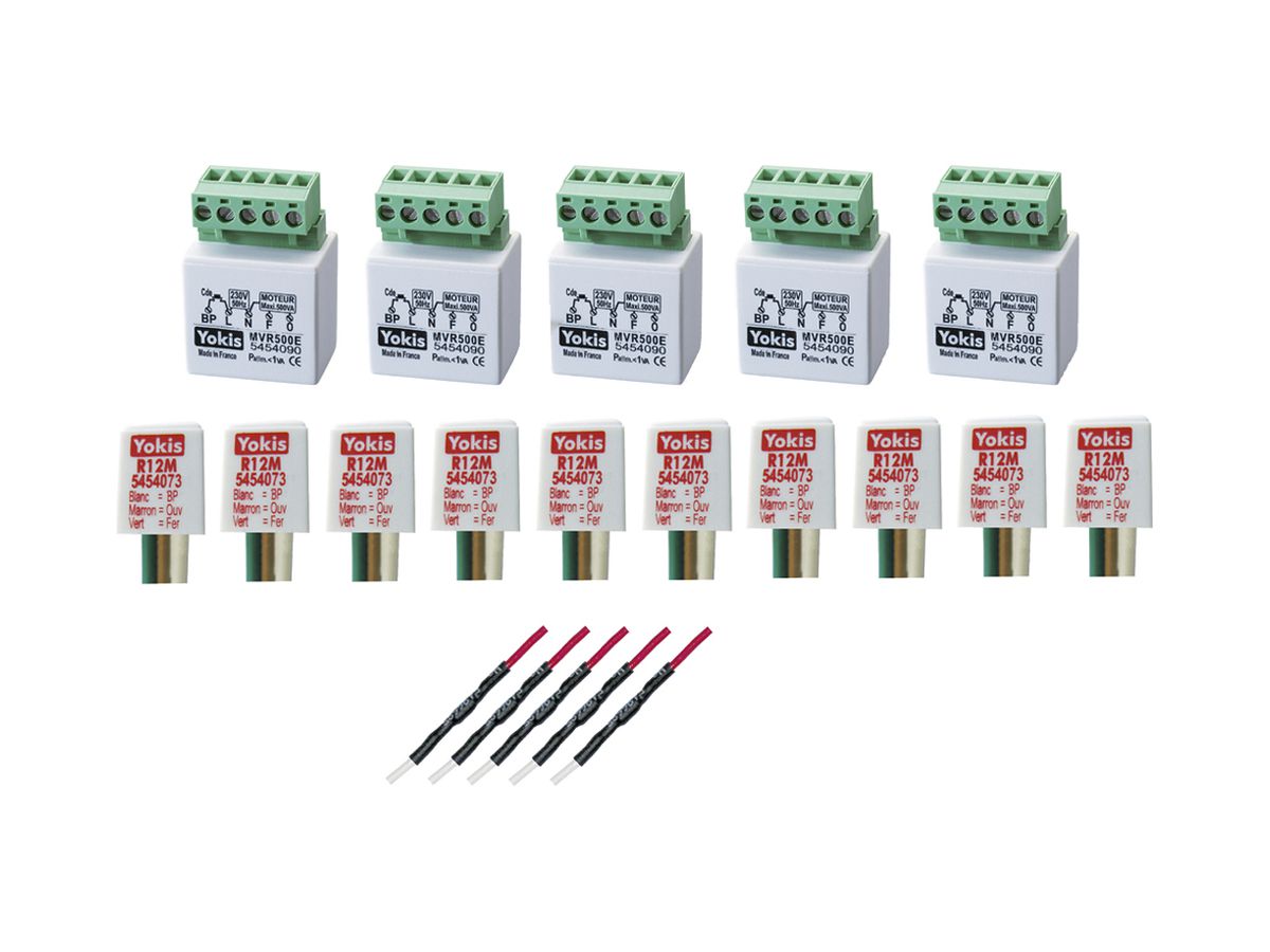 Rolladenaktor-Set YOKIS 5-SHUTTER WIRED KIT 5×MVR500E 10×R12M 1×D600V