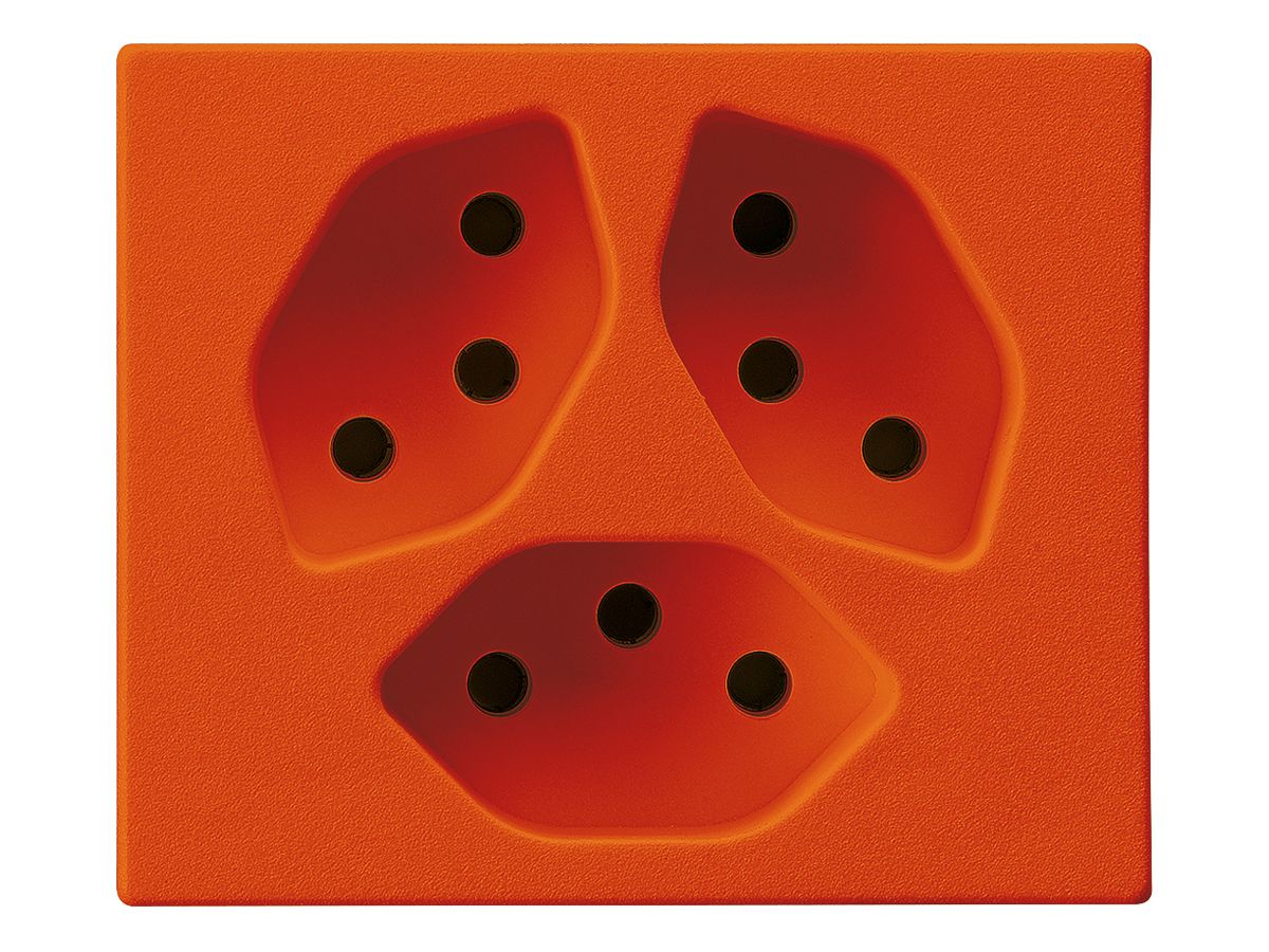 FLF-Steckdose Hager 3×Typ 13 D orange