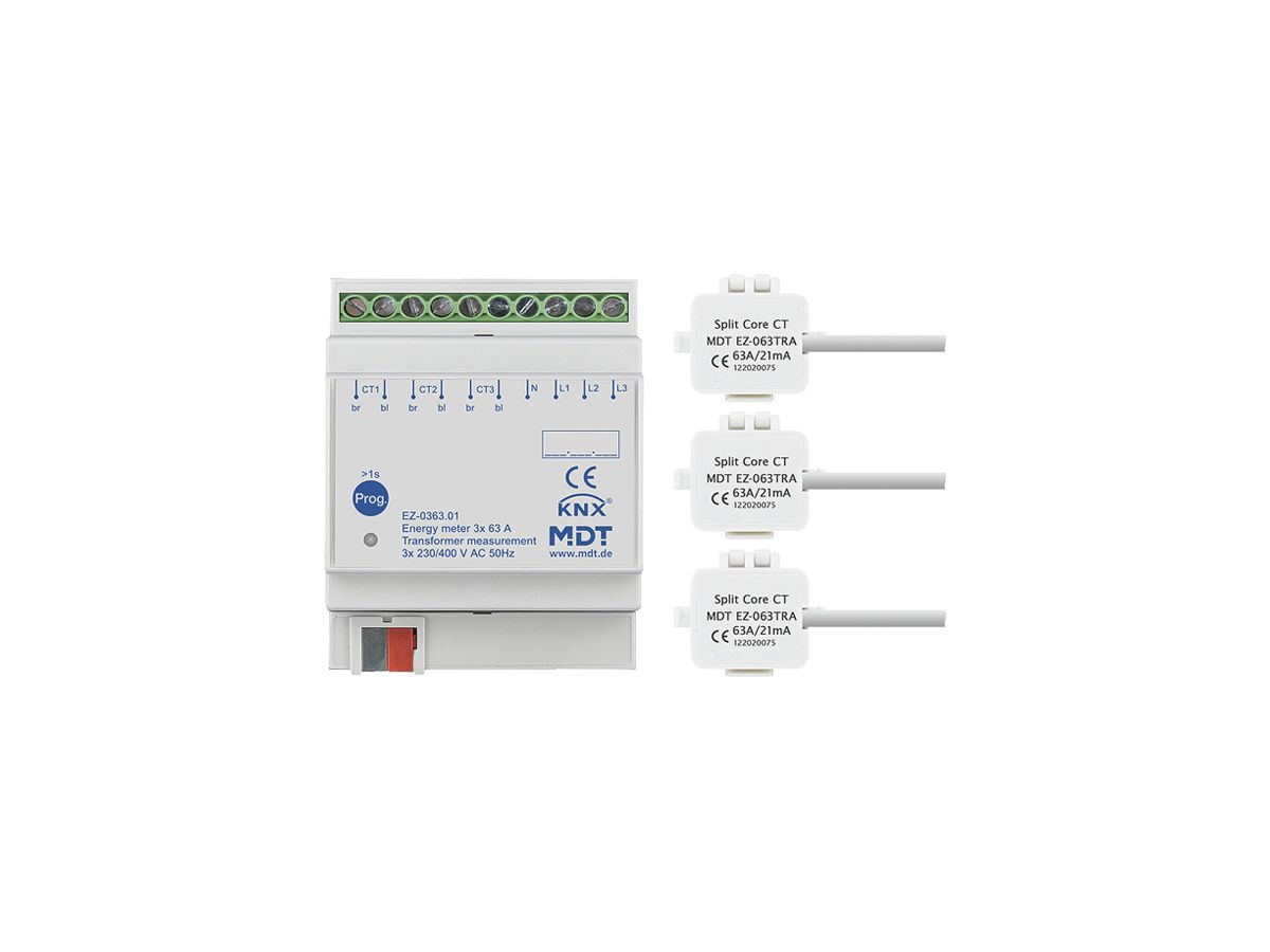 REG-Energiezähler KNX MDT EZ-0363.01 1L/3L 63A Wandler 4UM