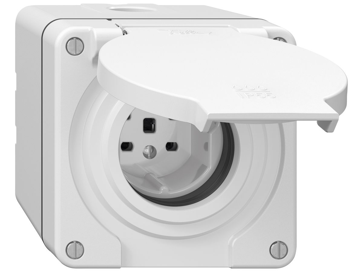 AP-Steckdose NEVO SNAPFIX® 1×T25 16A 440V 87×87×81mm IP55 ws