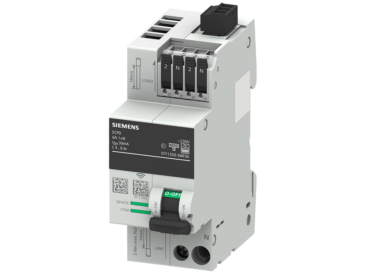 Elektronisches Schutzschaltgerät SENTRON ECPD 1LN 6A 30mA Typ F 75kA RF