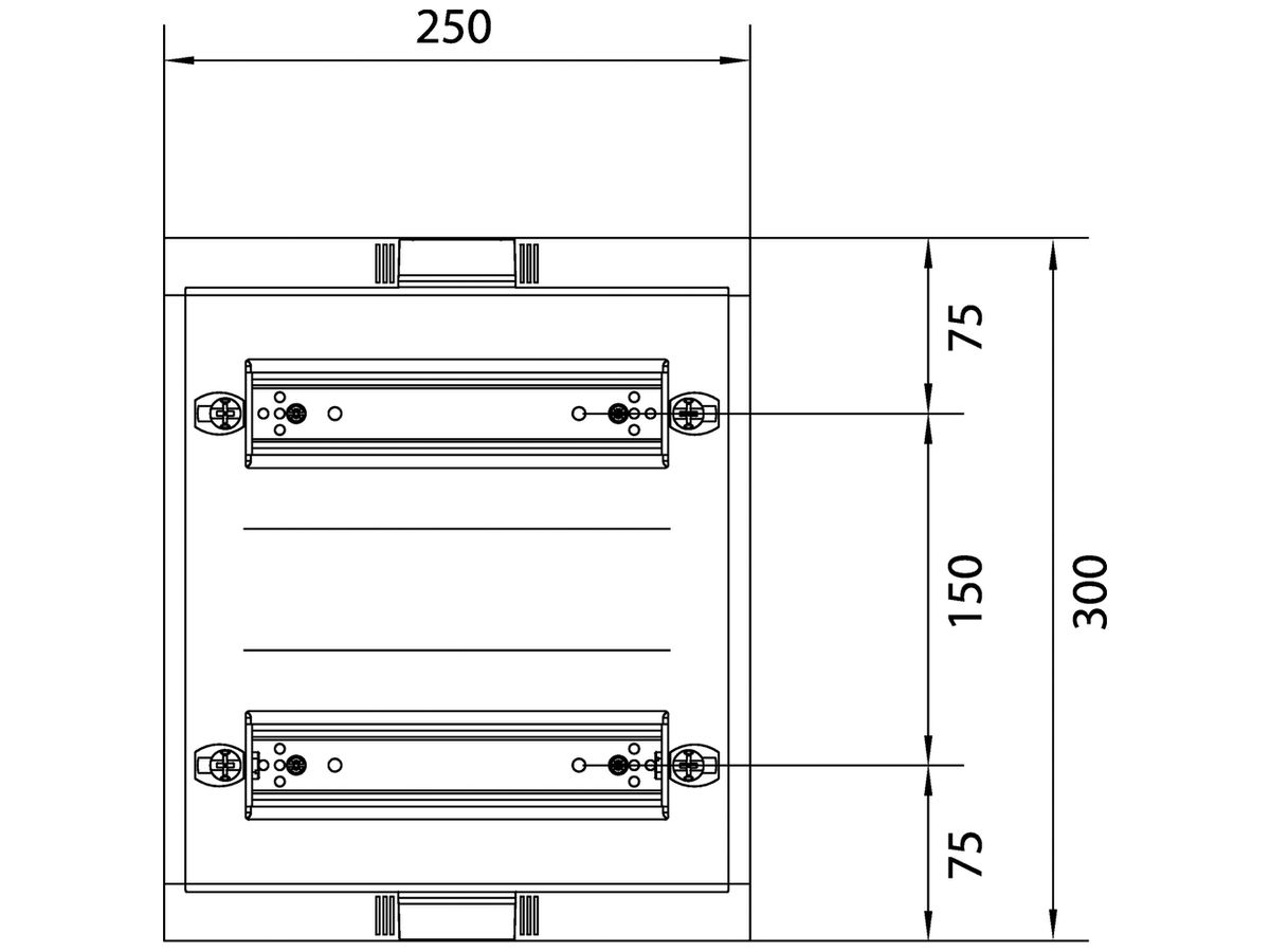 Baustein Hager univers N 300×250mm für Reihenklemmen Hutschiene verstellbar