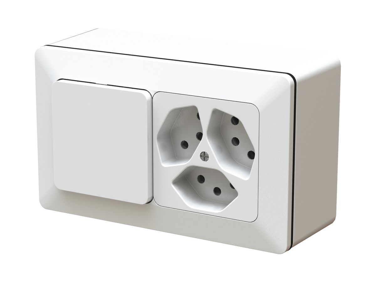 AP-Druckschalter MH priamos, Schema 3 / 3×Typ 13, Gr.1×2, weiss