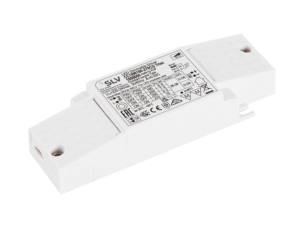 LED-Betriebsgerät SLV 6.8…10W 55V 180…270mA DIM 122×41×23mm