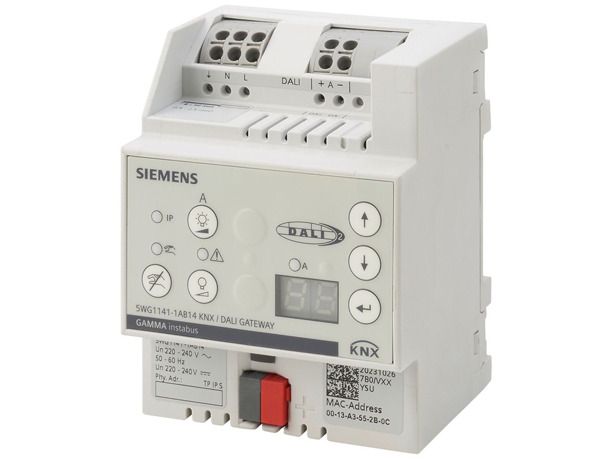 REG-Gateway KNX/DALI Siemens N141/14 1-Kan 64TE/Kan 220…240V 4TE