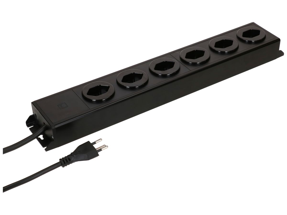 Steckdosenleiste MH POWER LINE 10A 6×T13 5m schwarz-schwarz