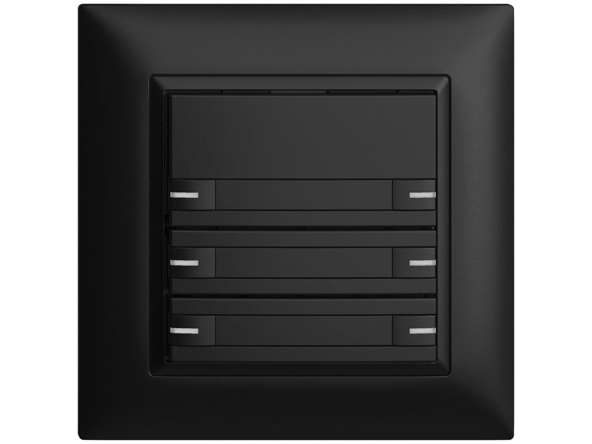 UP-Taster KNX 6-fach EDIZIOdue schwarz RGB mit LED mit Papiereinlage