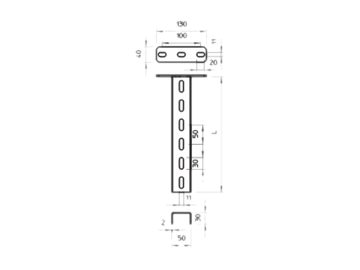 Deckenstütze Bettermann US3K 30×50×200mm verzinkt