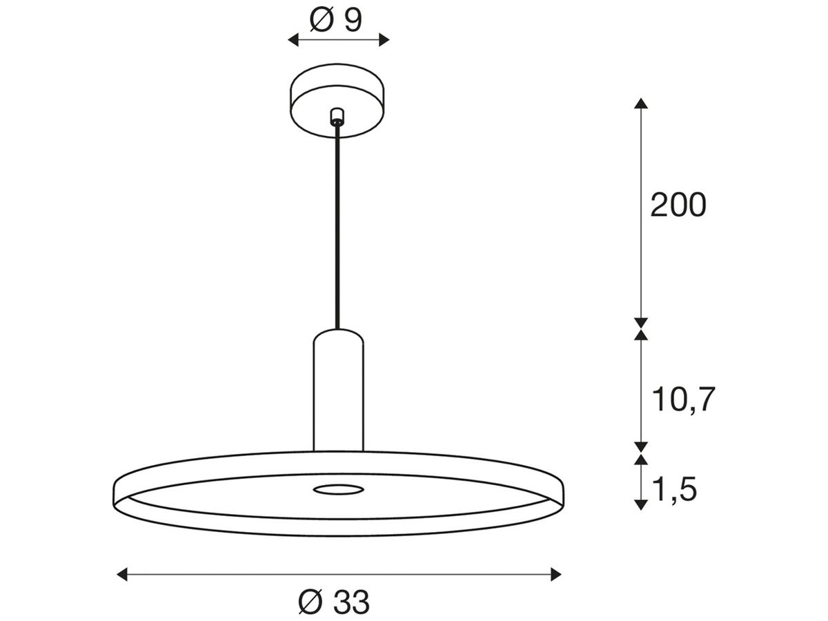 Pendelleuchte SLV LALU PLATE E27 1×7.5W DIM Ø330×90mm schwarz