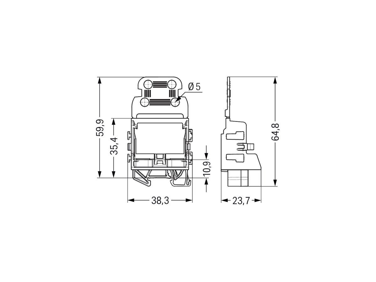 Befestigungsadapter WAGO 221 mit Zugentlastung 10L×4mm² TH15 rot