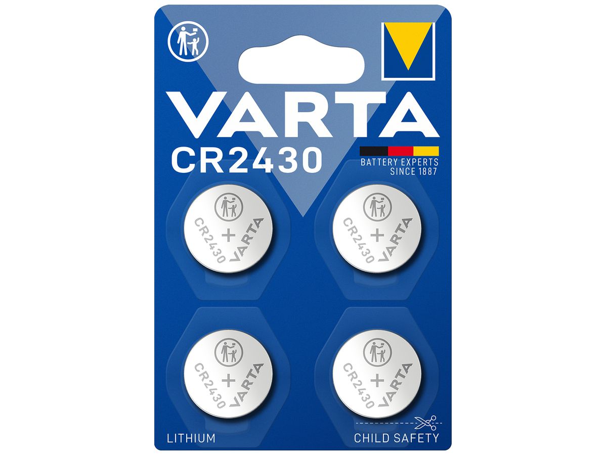 Knopfzelle VARTA Consumer CR2430 Lithium 3V 290mAh Blister à 4 Stück