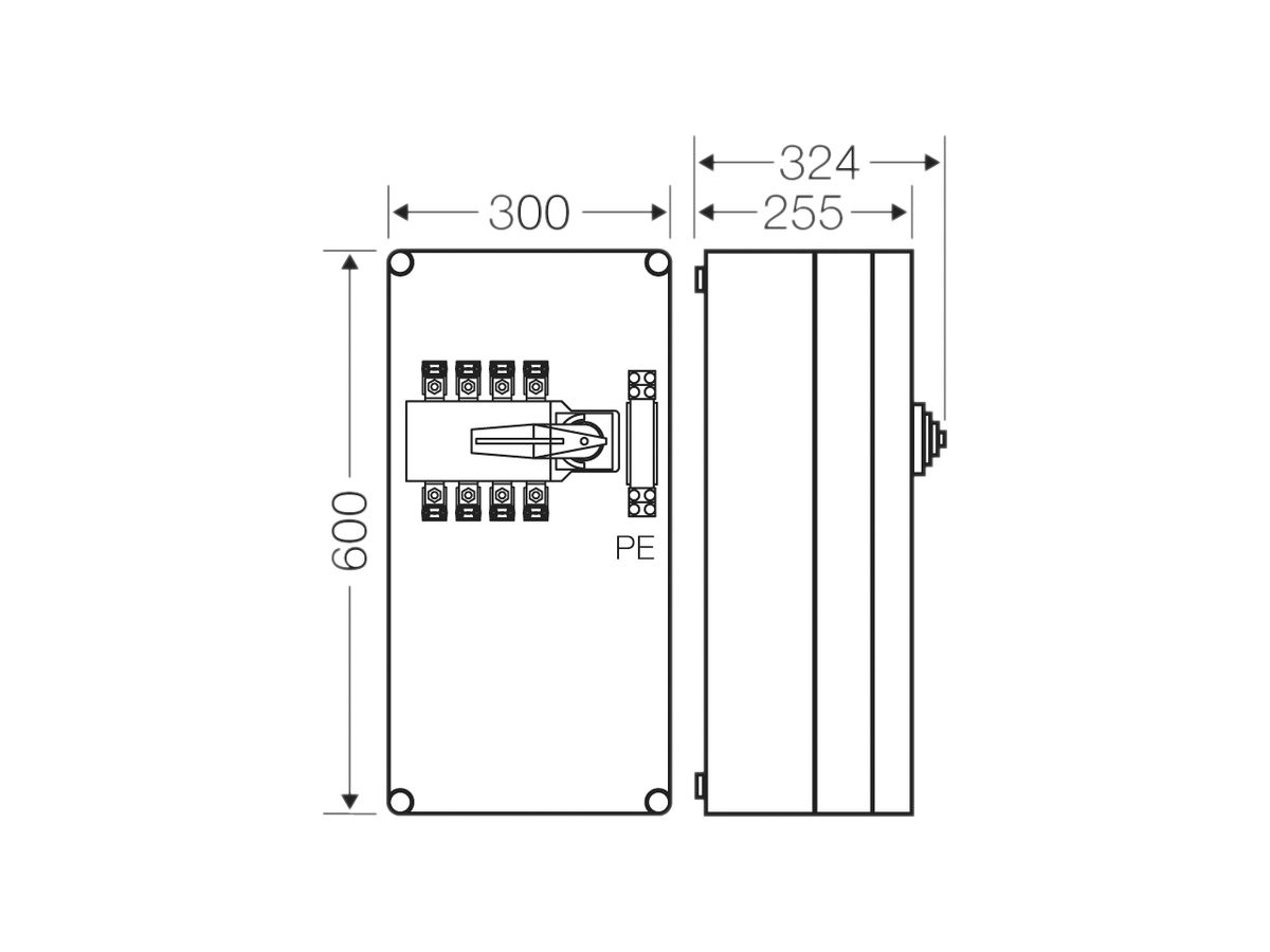 Lastumschaltergehäuse Hensel Mi, 160A 4-polig+PE