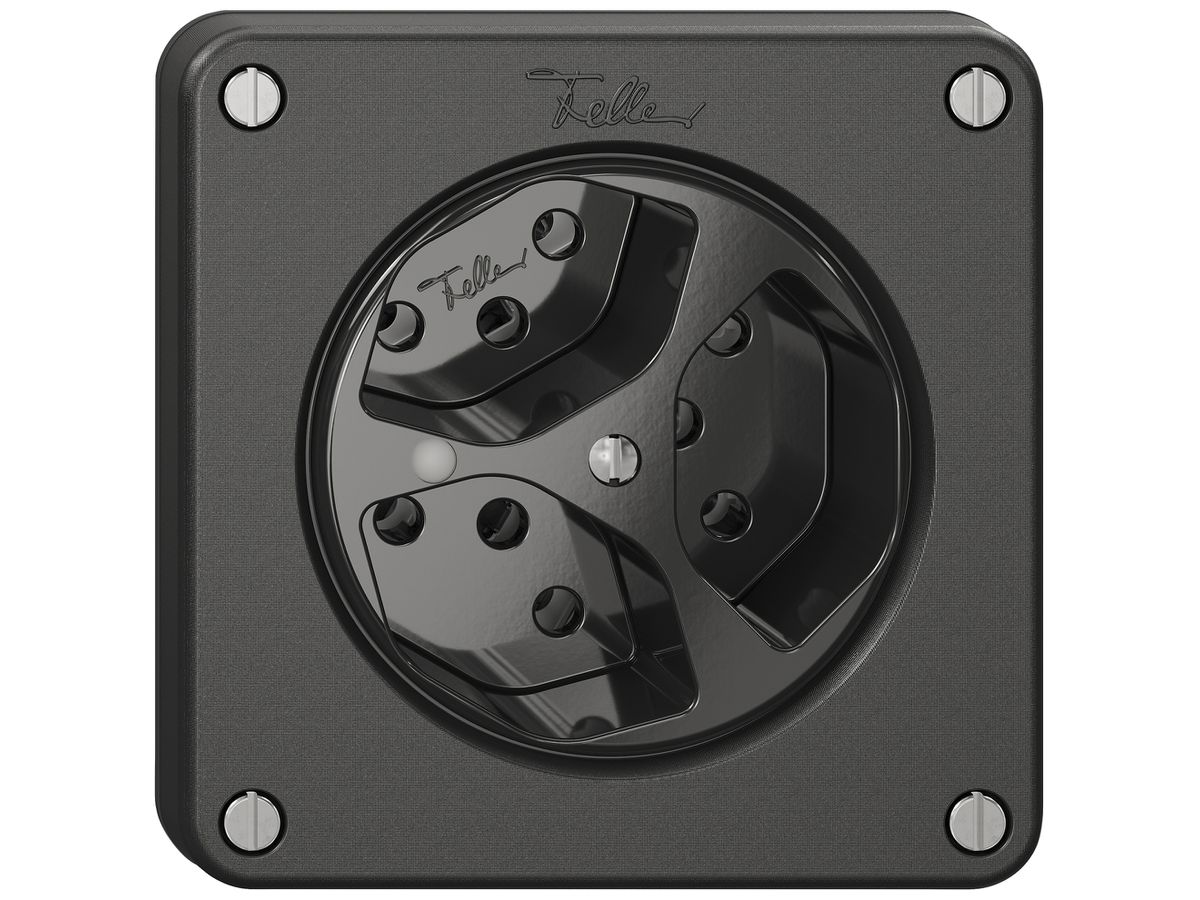 Steckdose NEVO SNAPFIX® 3×T13 10A 250V beleuchtet 87×87×32mm IP21 sz
