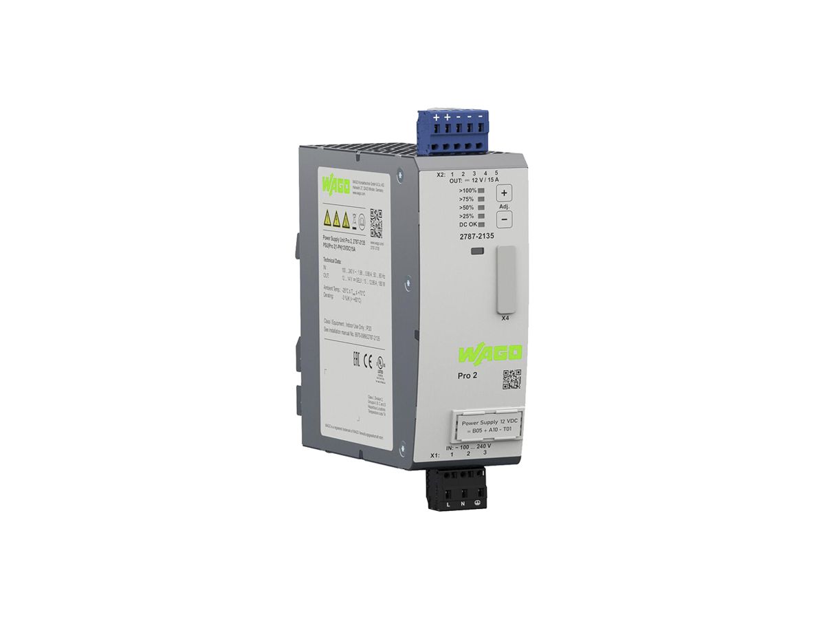 EB-Stromversorgung WAGO Pro 2 90…264V 130…373V 12V 15A 180W 4TE