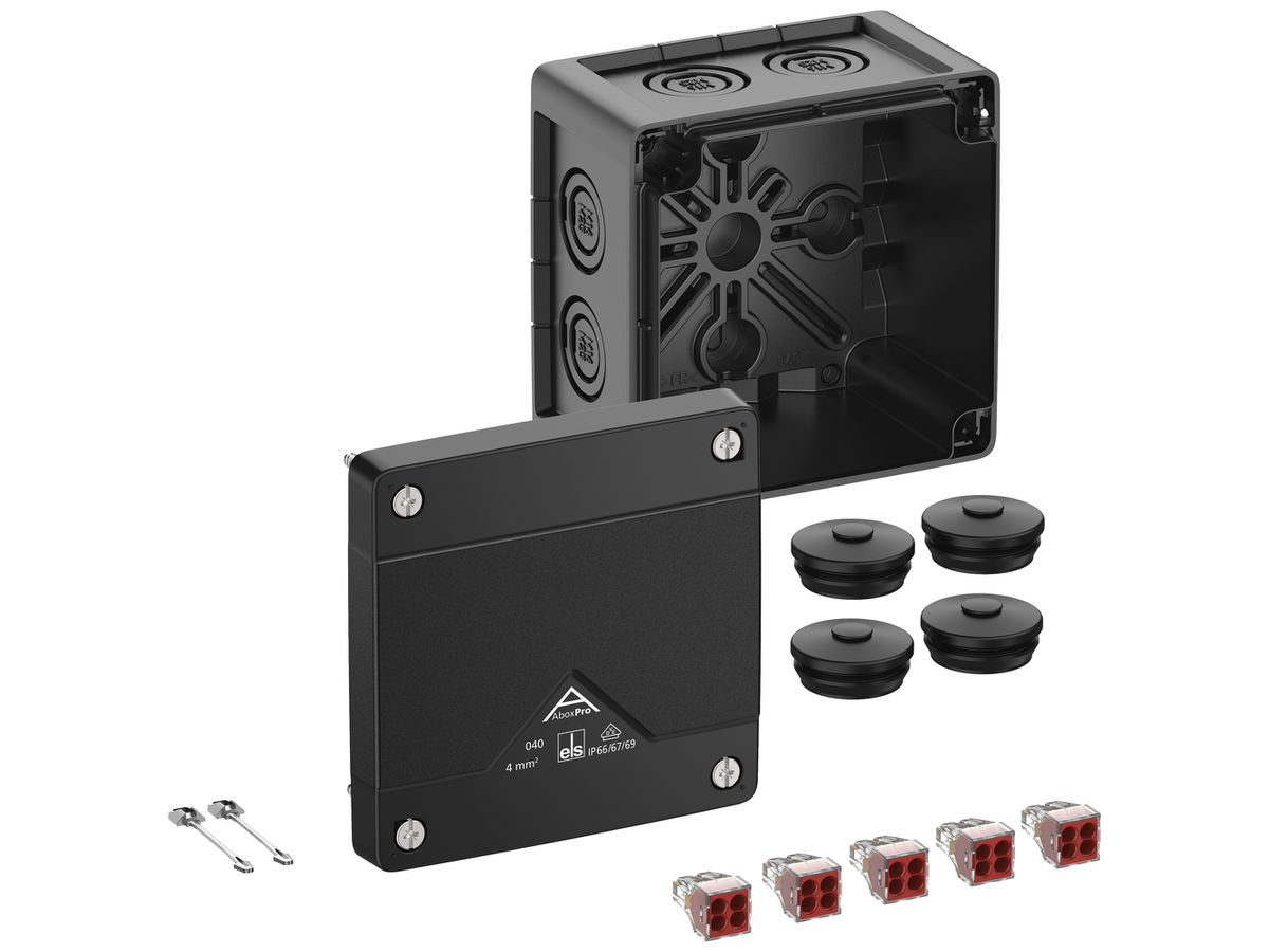 AP-Abzweigdose Spelsberg Abox Pro 040-4²/sw 102×102×70mm IP69 sz