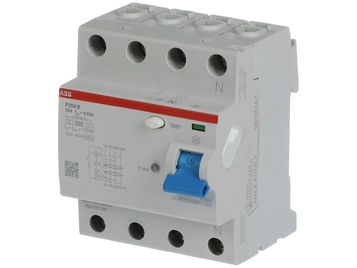 Fehlerstromschutzschalter proM compact 3PN Typ B, 25A 30mA 4TE kurzzeitverzögert