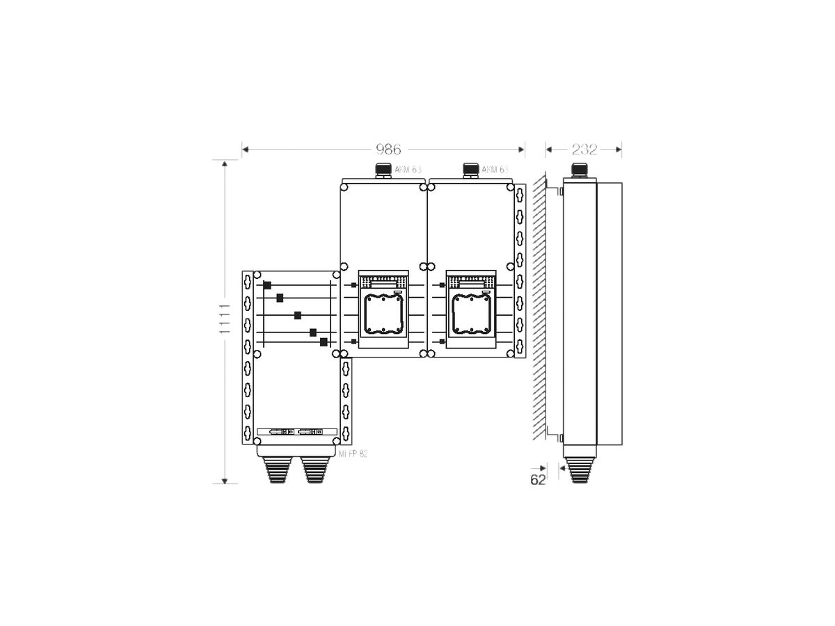 Verteiler Hensel Mi 2×3×NH 1, 250A, Sammelschiene 400A 5-polig
