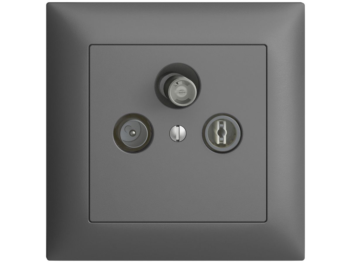 UP-Stichdose SAT/TV/R DB53 EDIZIOdue dunkelgrau, mit SAT-F-Anschluss