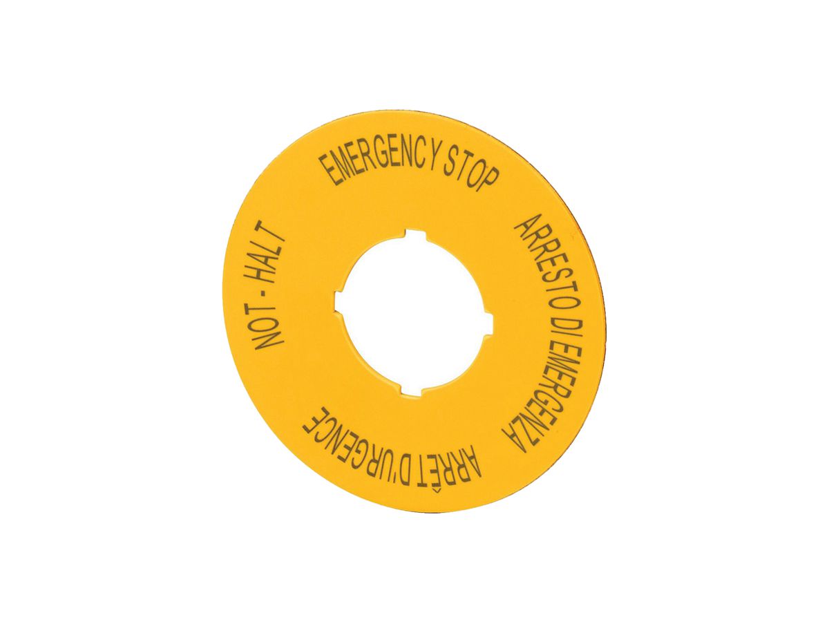 Bezeichnungsschild Eaton M22-XAK11 Not-Aus rund Ø90 gelb
