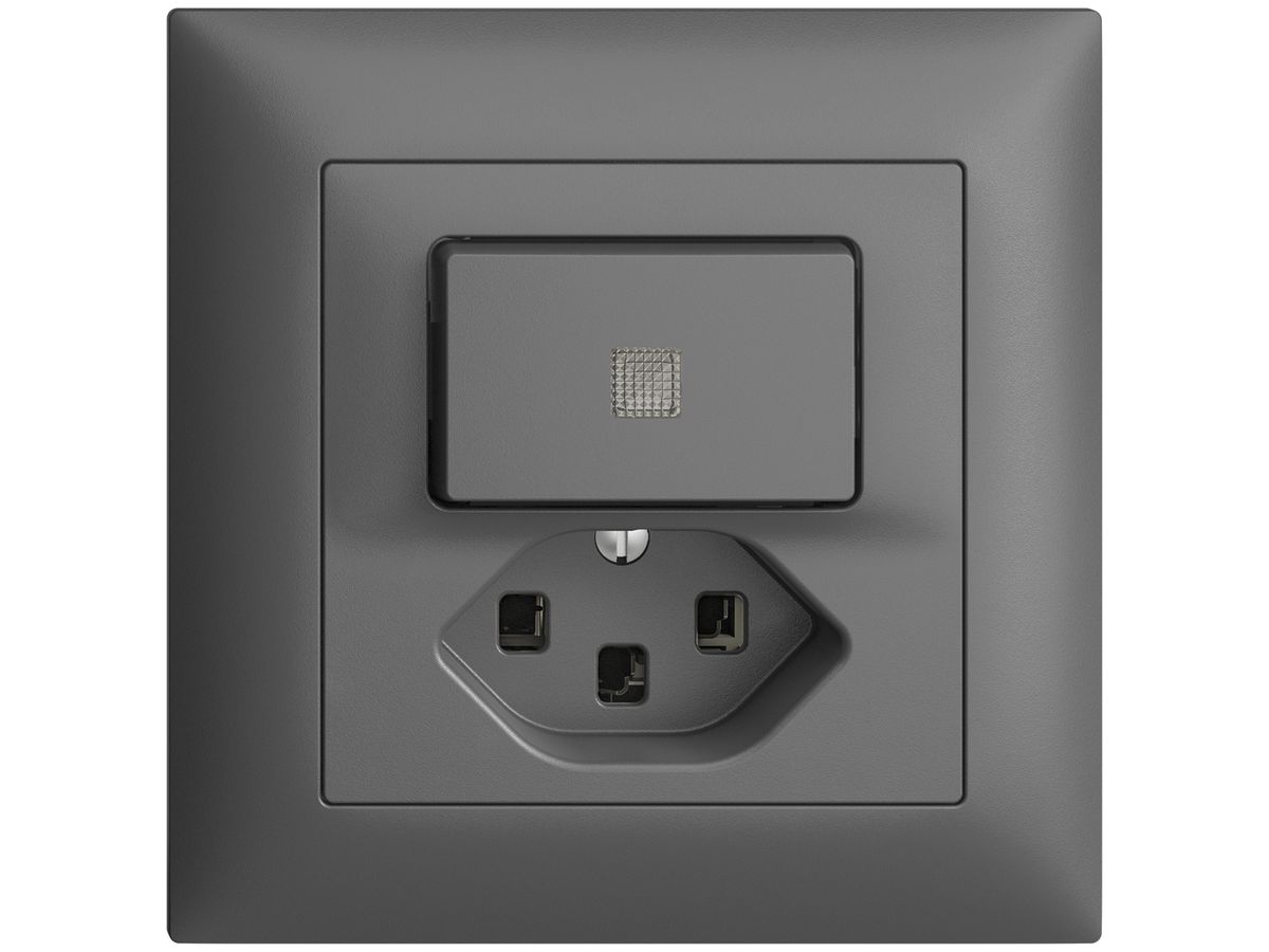 UP-Leuchtkombination 6/1L+T23 dunkelgrau KS EDIZIOdue mit Linse, LED gelb