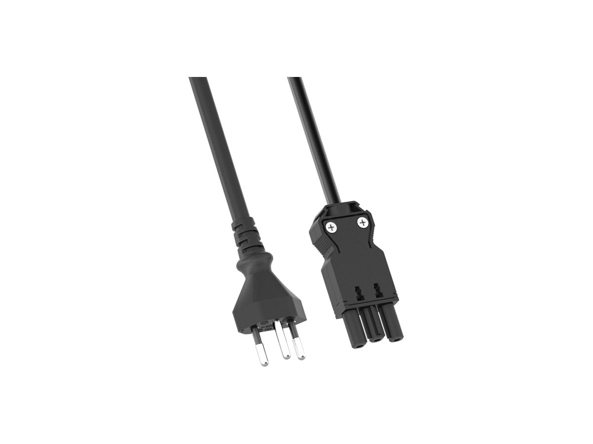 Anschlusskabel BACHMANN PVC 3×1mm² Stecker T12 Kupplung GST18-3 2m schwarz